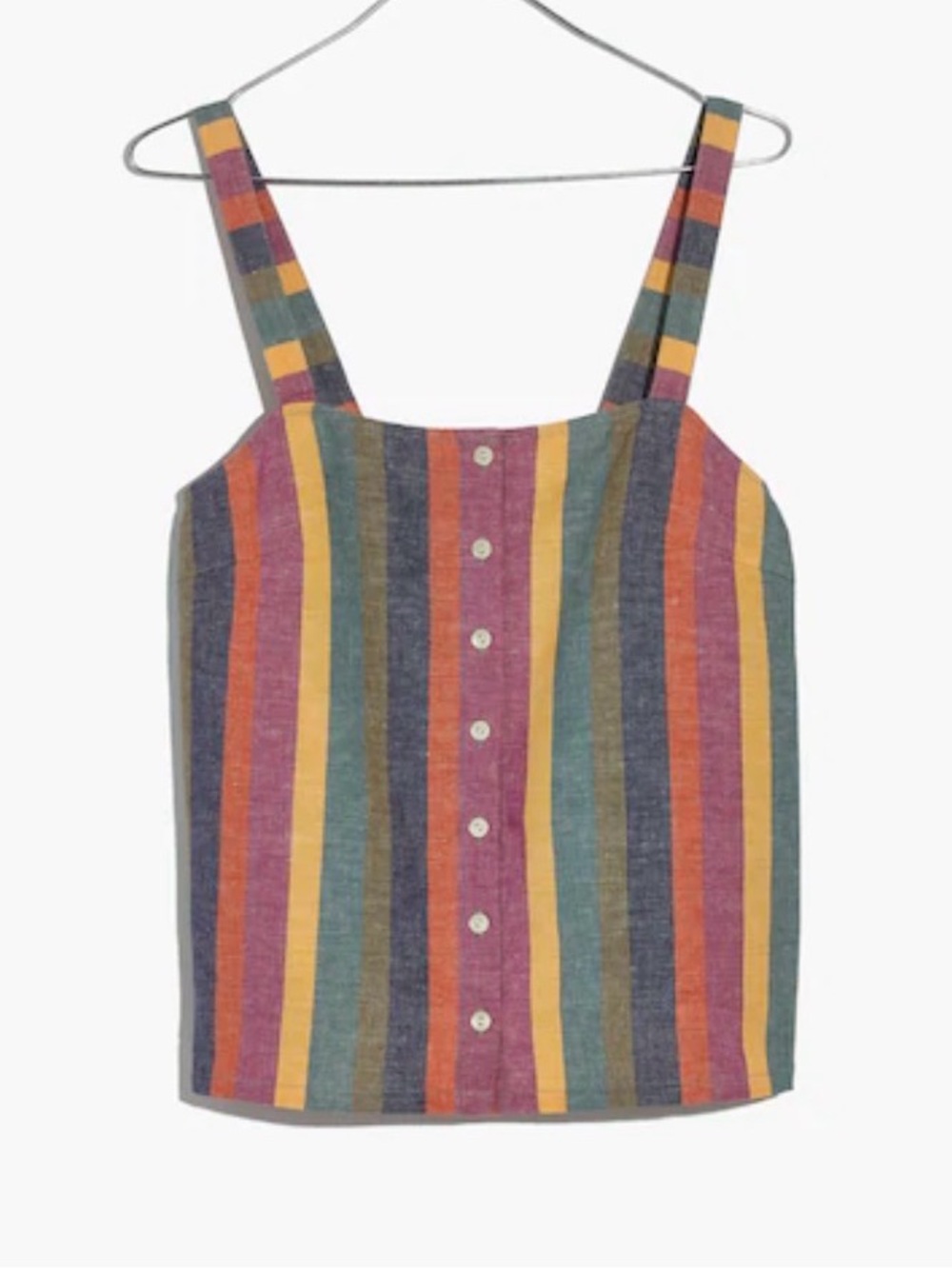 Madewell Womens Button Front Rainbow Stripe Tank Top Sz XS